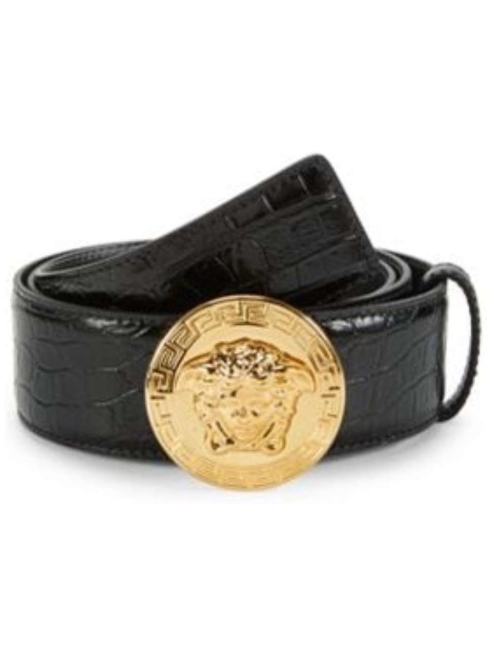 Medusa Snake Embossed Leather Belt
